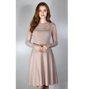 Red Valentino Spa Knit Dress with Sheer Sleeves, Blush Pink, Womens Size Large